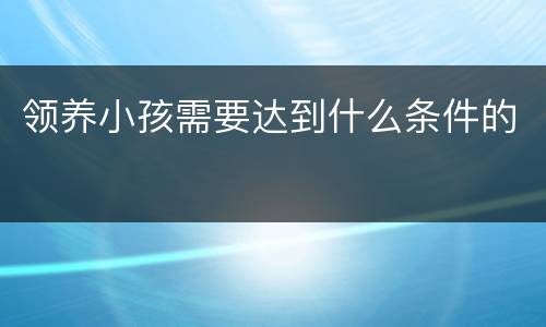 领养小孩需要达到什么条件的