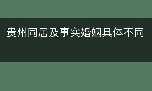 贵州同居及事实婚姻具体不同