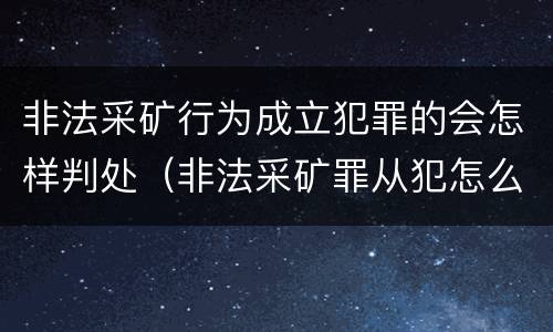 非法采矿行为成立犯罪的会怎样判处（非法采矿罪从犯怎么认定）