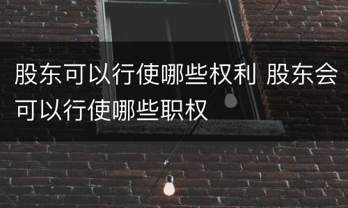 股东可以行使哪些权利 股东会可以行使哪些职权