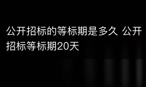 公开招标的等标期是多久 公开招标等标期20天