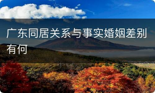 广东同居关系与事实婚姻差别有何