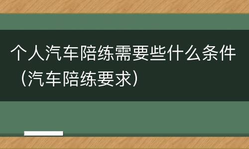 个人汽车陪练需要些什么条件（汽车陪练要求）