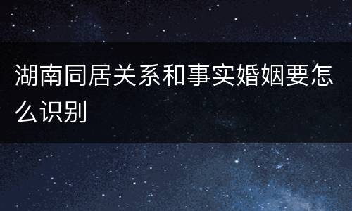 湖南同居关系和事实婚姻要怎么识别