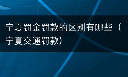 宁夏罚金罚款的区别有哪些（宁夏交通罚款）