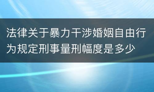 法律关于暴力干涉婚姻自由行为规定刑事量刑幅度是多少