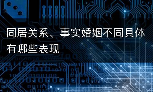 同居关系、事实婚姻不同具体有哪些表现