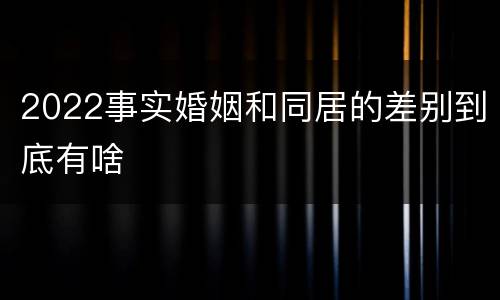2022事实婚姻和同居的差别到底有啥