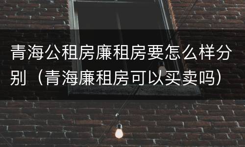 青海公租房廉租房要怎么样分别（青海廉租房可以买卖吗）