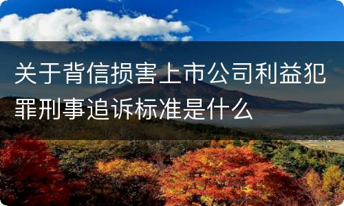 关于背信损害上市公司利益犯罪刑事追诉标准是什么