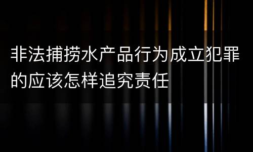 非法捕捞水产品行为成立犯罪的应该怎样追究责任