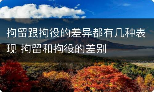 拘留跟拘役的差异都有几种表现 拘留和拘役的差别