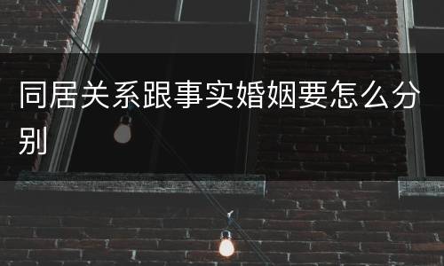 同居关系跟事实婚姻要怎么分别