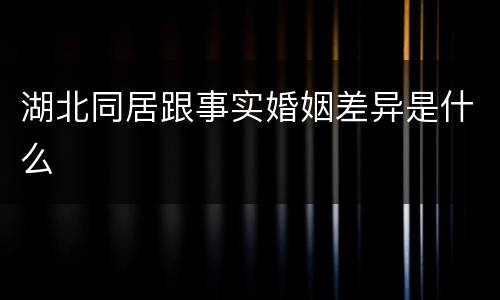 湖北同居跟事实婚姻差异是什么