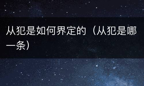 从犯是如何界定的（从犯是哪一条）