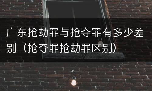 广东抢劫罪与抢夺罪有多少差别（抢夺罪抢劫罪区别）