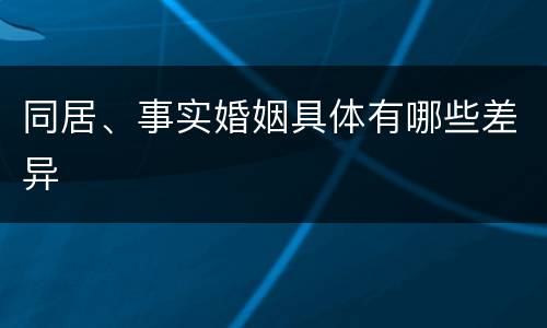 同居、事实婚姻具体有哪些差异
