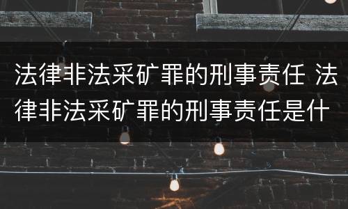 法律非法采矿罪的刑事责任 法律非法采矿罪的刑事责任是什么
