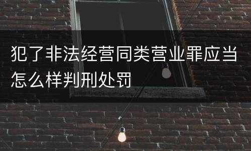 犯了非法经营同类营业罪应当怎么样判刑处罚
