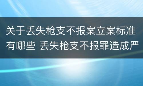 关于丢失枪支不报案立案标准有哪些 丢失枪支不报罪造成严重后果