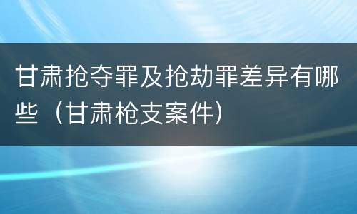甘肃抢夺罪及抢劫罪差异有哪些（甘肃枪支案件）