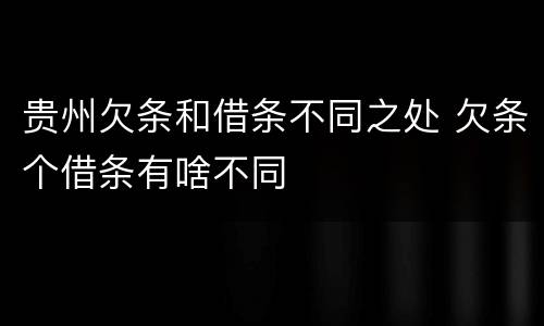贵州欠条和借条不同之处 欠条个借条有啥不同