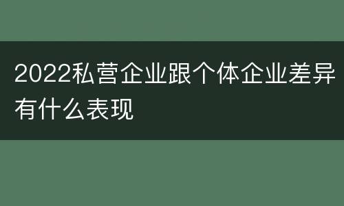 2022私营企业跟个体企业差异有什么表现
