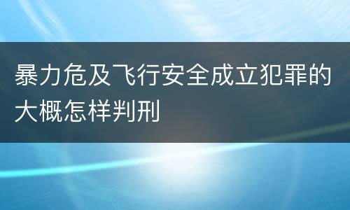 暴力危及飞行安全成立犯罪的大概怎样判刑