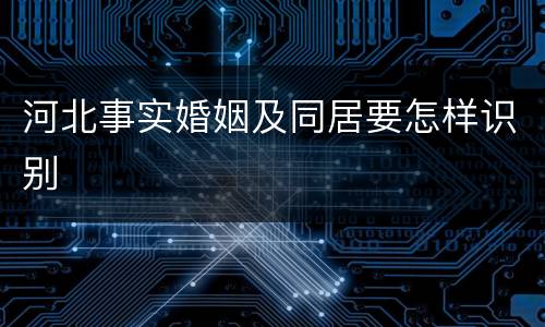 河北事实婚姻及同居要怎样识别