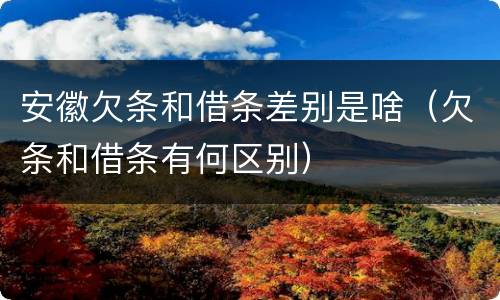 安徽欠条和借条差别是啥（欠条和借条有何区别）