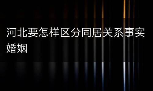 河北要怎样区分同居关系事实婚姻