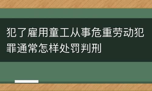犯了雇用童工从事危重劳动犯罪通常怎样处罚判刑