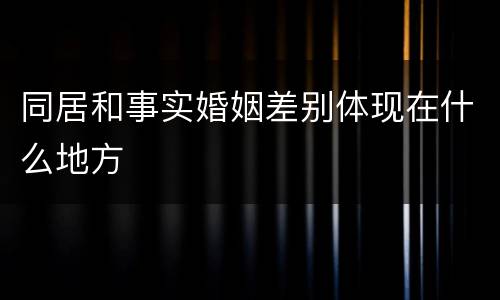 同居和事实婚姻差别体现在什么地方