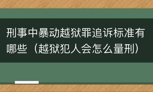 刑事中暴动越狱罪追诉标准有哪些（越狱犯人会怎么量刑）