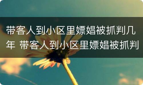 带客人到小区里嫖娼被抓判几年 带客人到小区里嫖娼被抓判几年刑期