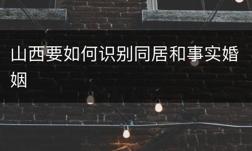 山西要如何识别同居和事实婚姻