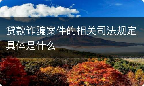 贷款诈骗案件的相关司法规定具体是什么