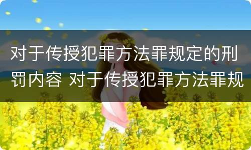 对于传授犯罪方法罪规定的刑罚内容 对于传授犯罪方法罪规定的刑罚内容包括