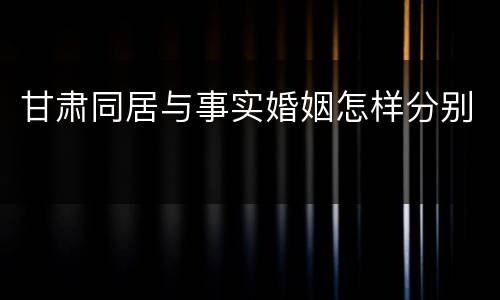 甘肃同居与事实婚姻怎样分别