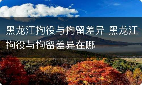 黑龙江拘役与拘留差异 黑龙江拘役与拘留差异在哪
