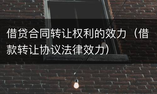 借贷合同转让权利的效力（借款转让协议法律效力）