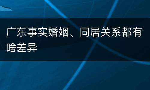 广东事实婚姻、同居关系都有啥差异