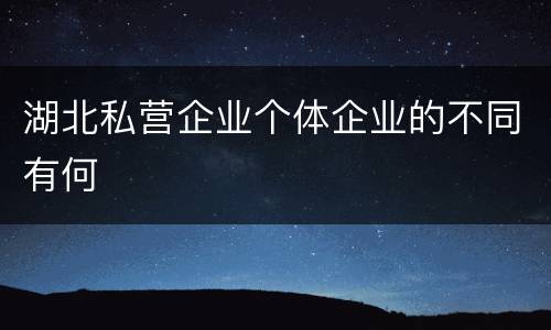 湖北私营企业个体企业的不同有何