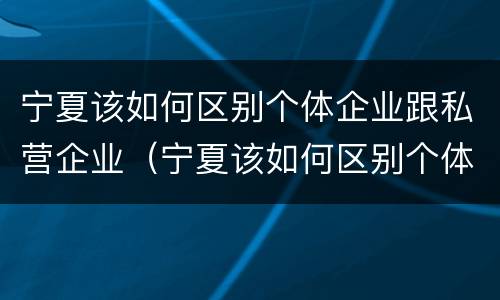 宁夏该如何区别个体企业跟私营企业（宁夏该如何区别个体企业跟私营企业的区别）