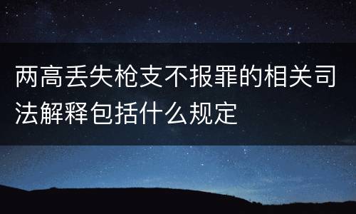 两高丢失枪支不报罪的相关司法解释包括什么规定