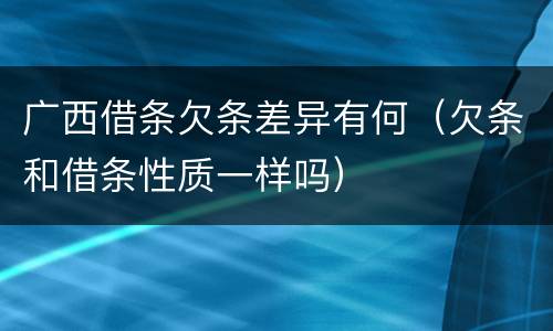 广西借条欠条差异有何（欠条和借条性质一样吗）