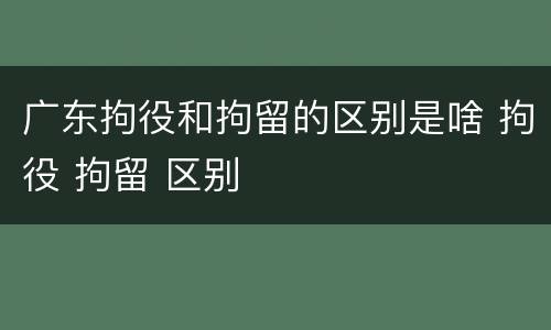 广东拘役和拘留的区别是啥 拘役 拘留 区别
