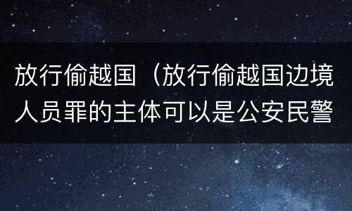 放行偷越国（放行偷越国边境人员罪的主体可以是公安民警吗）