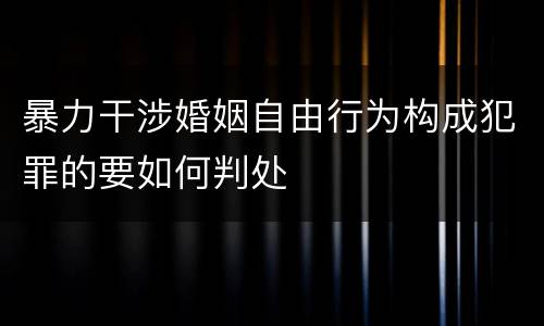 暴力干涉婚姻自由行为构成犯罪的要如何判处