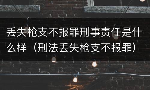丢失枪支不报罪刑事责任是什么样（刑法丢失枪支不报罪）